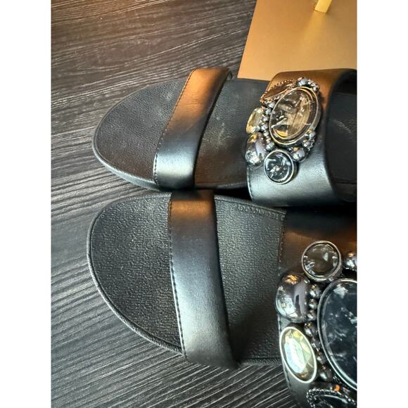 FitFlop Rosa Cluster Gemstone Black Slides Sz. 7 - Picture 6 of 8